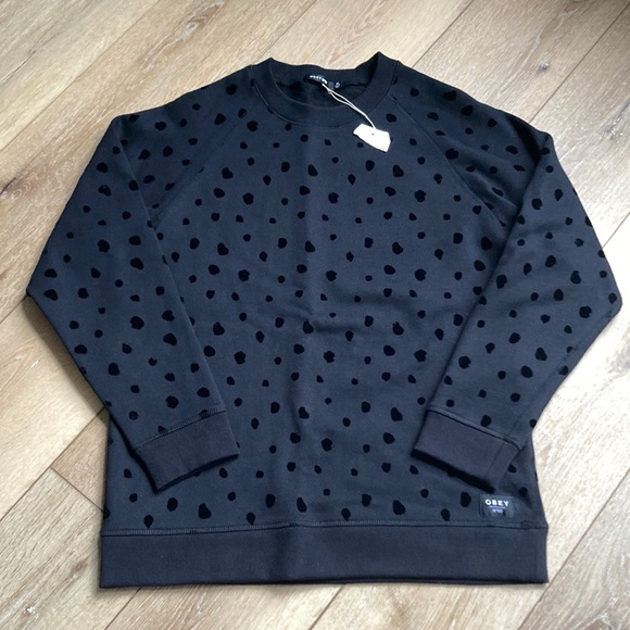 Obey Tops - Obey Black Crew neck Animal Print Sweatshirt Women’s M